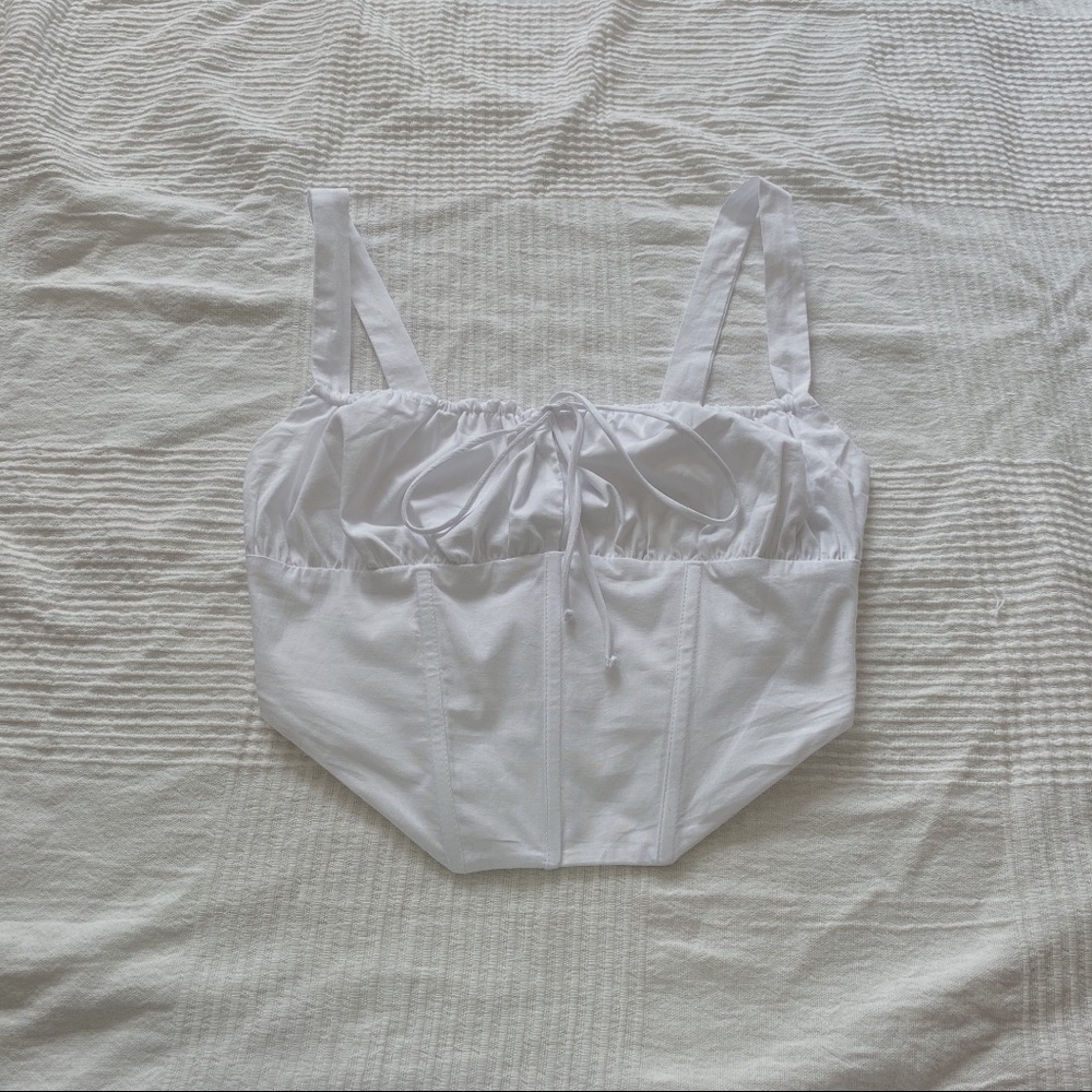 Bershka Poplin Corset with Tie Bust Detail